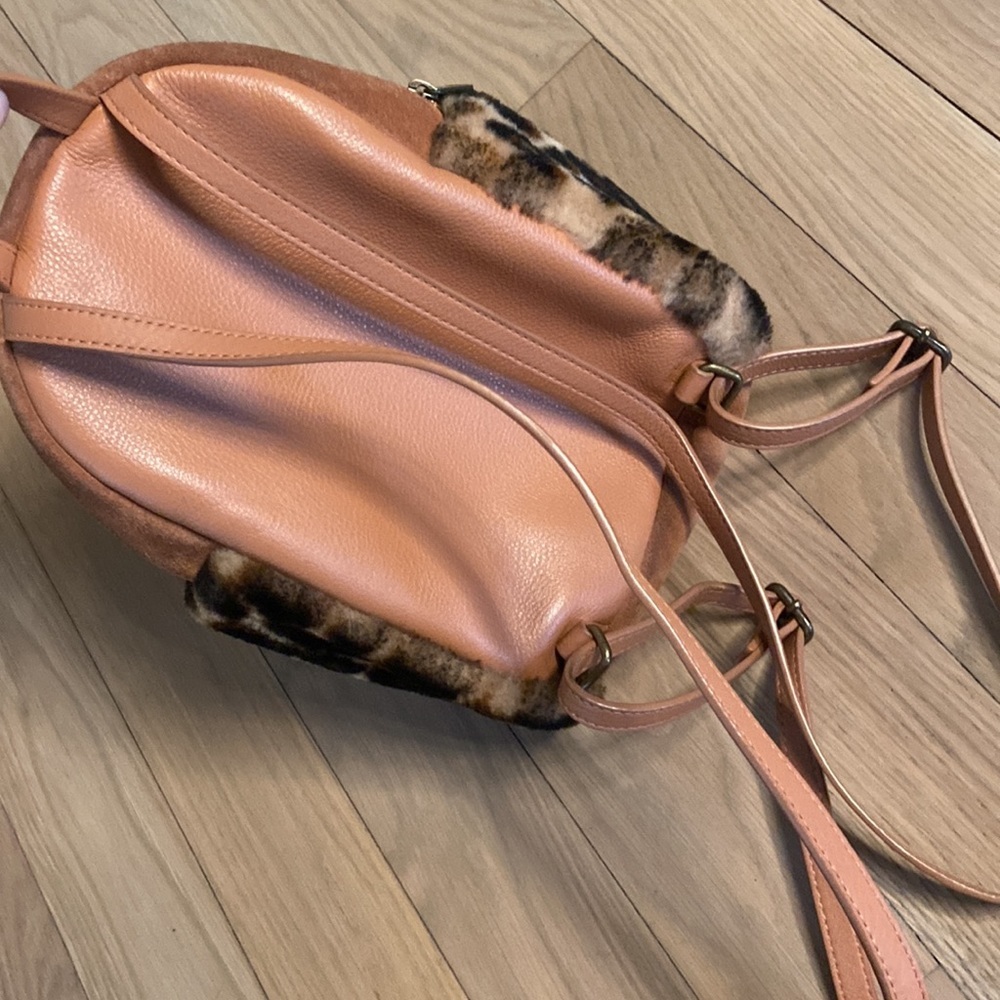 UGG Leopard Faux Fur Mini Backpack in Chestnut/Tan - Picture 3 of 6